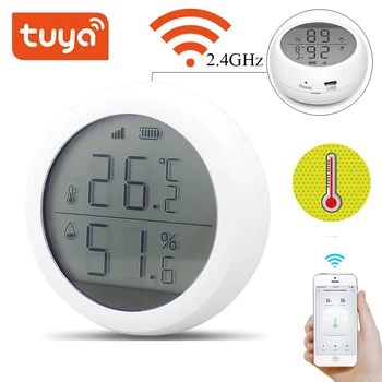 Sasha WIFI Сензор за температура и влажност на въздуха, влагомер за умен дом, термометър с LCD дисплей, Smart Life Алекса Google Assistant