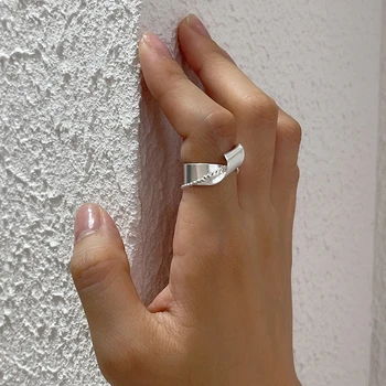 Silvology пръстен от кепър лента през веригата от сребро 925 проба за жени, нарушения на сърдечния творческа уникална японска пръстен, стилни дизайнерски бижута от 2021 г.