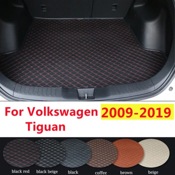 SJ Custom Подходящ За Volkswagen VW Tiguan 2009-2019 Непромокаема Подложка За Багажника за Кола AUTO Заден Багажник Тава Подложка Товарен Килим Подложка Протектор