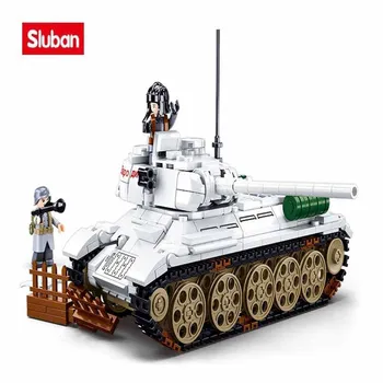 Sluban градивен елемент играчки на Втората световна война B0978 T-34/85 среден танк 518 бр. тухли са съвместими с водещи марки