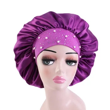 Star Diamond Нова дамски сатен шапчица за сън с кристали, нощна шапчица за сън, на кабинковия грим, превръзка на главата, мюсюлмански хиджаб, прическа