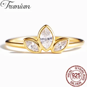 Trumium 100% Стерлинговое сребро s925 проби, минималистичные бижута, прозрачни пръстени с маслинови листа ЧЕХИЯ за жени, брачни халки, подаръци за партита