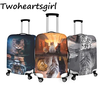 Twoheartsgirl Cat Размисъл Тигър пътна чанта за багаж с цип, защитни капаци за куфари, калъфи за коли, необходимите аксесоари