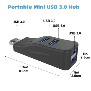 USB 3.0 адаптер-хъб, удължител, мини-сплитер, кутия, 4 порта за PC, лаптоп, мобилен телефон, високоскоростен четец U-диск