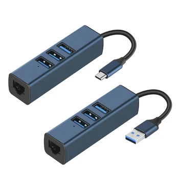 USB3.0 2,0 карта-хъб USB TypeC към RJ45 Ethernet USB адаптер 100 Mbps интернет-кабел за настолен лаптоп
