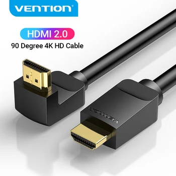 Vention HDMI Кабел 4K, HDMI 2.0 HDMI Кабел с Ъгъл на Наклона 90/270 Градуса Адаптер за Apple TV PS4 Сплитер Видео Аудио 90 Градуса HDMI Кабел