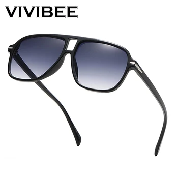 VIVIBEE Модни Включване на Слънчеви Очила Gredient Ретро Мъжки Извънгабаритни Пилотните Нитове UV400 Летни Нюанси на Реколтата, Големи Очила