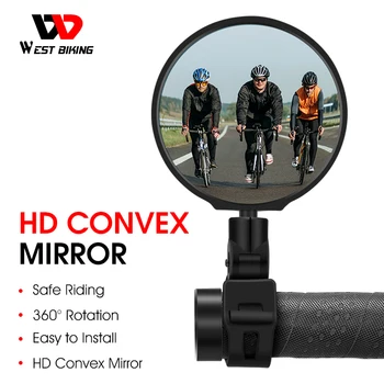 WEST BIKING Универсално кормило огледалото за обратно виждане, регулируема на 360 градуса огледалото за обратно виждане, аксесоари за колоездене, огледала на кормилото на велосипеда
