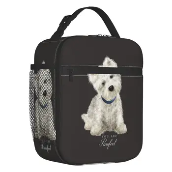 Westie, изолирана чанта за обяд с кучето Уест Хайленд Уайт териер, за жени, преносим охладител, термална кутия за Bento, за работа, училище, пътуване
