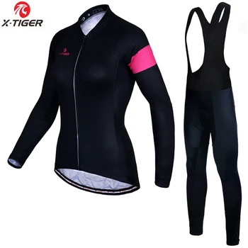 X-Tiger Women Pro, зимни термо-руното велосипедна фланелка на МТВ, комплект за колоезденето с дълъг ръкав, велосипедна дрехи, водене жив топлина, велосипедна облекло