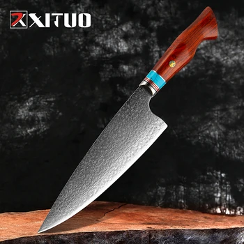 XITUO Дамасские мясницкие ножове Остри професионален нож на главния готвач секира VG10 Кухненски ножове от дамасской стомана, универсални инструменти за приготвяне на храна