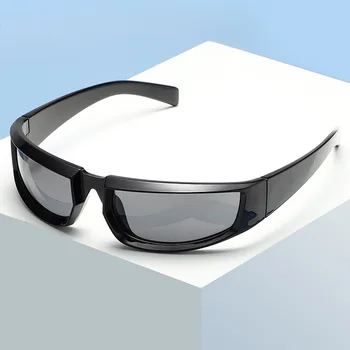 Y2K Мъжки Слънчеви Очила за Колоездене Спортни Слънчеви Очила В Малка Рамка, Сребристо-Черни Дамски Слънчеви Очила, Спортни UV400 Goggle Открит Тъмен Glasse