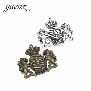 YuenZ 2 бр., цинк, сплави, антични сребърни цвят, висулки във формата на лъв корона, бижута, направени със собствените си ръце, колие, гривна N212