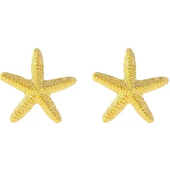 Zvoijio Летни нови златни обеци във формата на морска звезда за жени, празнични бижута и аксесоари