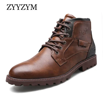ZYYZYM, мъжки кожени обувки, пролет-есен, мъжки обувки в ретро стил, мъжки обувки са с цип, модни ежедневни обувки, мъжки Botas Hombre