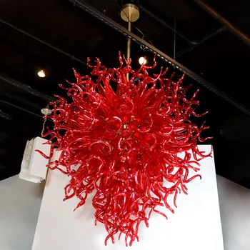 Абажури от червено стъкло, нов тавана лампа, модерни полилеи от муранско стъкло, окачен ретро лампа в стил loft