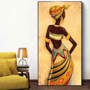 Абстрактни плакати и отпечатъци върху платно в африканския стил в стил ретро, стенно изкуство, живопис за всекидневната, украса на дома, боядисване на