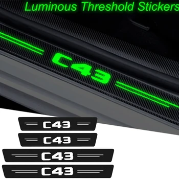 Автомобилен стайлинг за Mercedes Benz C Class C43 Икона Светещи лепенки за праг на автоматични врати, защитни етикети, тиксо от scuffs