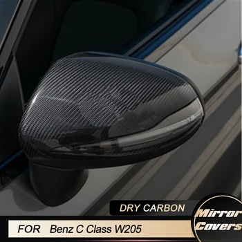 Автомобилни сменяеми капачки за огледала за обратно виждане за Mercedes Benz C Class W205 C180 C200 2014-2021 Капачки на страничните огледала от сух въглероден