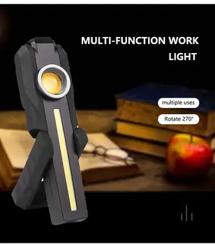 Акумулаторна батерия led + COB работен лампа Преносим магнитен сгъваем USB зареждане ръчно фенерче Директен доставка