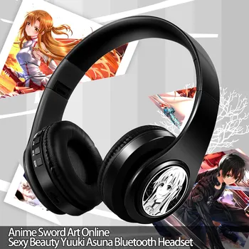 Аниме слушалки Sao Sword Art Онлайн Юки Асуна подпори за cosplay безжични слушалки Bluetooth Стерео, Регулируем сгъваема слушалки