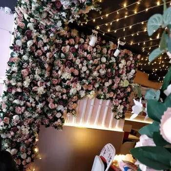 Арка от изкуствени рози Кръг на сватбената церемония за декорация на дома Коприна договореност Сватбена роза Стена пътят Полето цвете