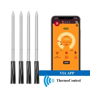 Безжичен термометър за пържола на фурна, скара, барбекю, пушача, кухня-скара, интелигентни цифрови аксесоари за барбекю с Bluetooth