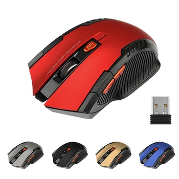 Безжична мишка с 2.4 Ghz, оптична мишка с USB приемник, геймерская мишка с резолюция 1600 dpi, 6 бутона, за компютър, аксесоари за PC, лаптоп
