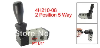 Безплатна доставка 1БР 5-бягане 2-позиционен пневматичен клапан с ръчно управление с 1/4 