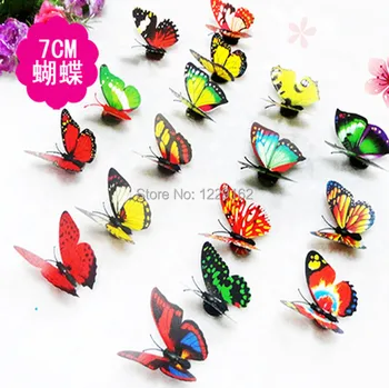Безплатна доставка, 24 бр./лот, декоративен магнит във формата на пеперуда, изкуствени пеперуди за украса на дома, 3D магнит във формата на пеперуда на хладилник