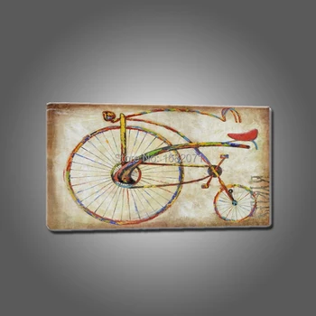 Безплатна доставка Модерна велосипедна живопис с маслени бои за декорация на стените Абстрактна модерна велосипедна декоративна картина за хола