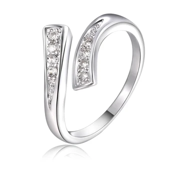 благородна отворен пръстен от сребро 925 проба, женски сватбена модно украса за партита, женски чар, класически кристални цирконий