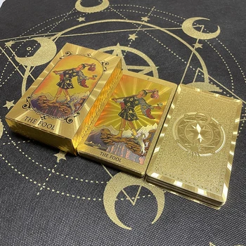 Блестящ златен английски Таро 12x7 см, с високо качество класически карти с голям размер, руни, за да проверите за гадаене, викканские аксесоари, астрология, съдбата