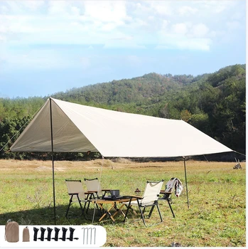 Брезентовая палатка за нощуване на открито със сребрист покритие, слънцезащитен крем и водоустойчив козирка, ультралегкое преносимо оборудване за пикник и къмпинг