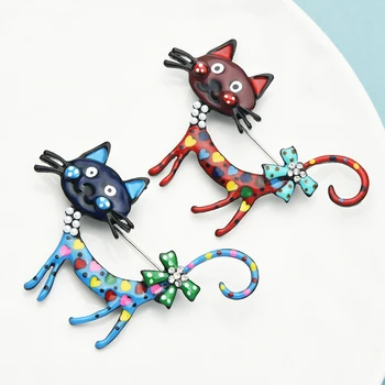 Брошки Wuli & baby Lovely Cat, 2-цветен емайл, домашни любимци, вечерни ежедневни брошки, игли за жени, подаръци за мъже