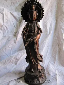 будизмът на чистата червен бронз статуя на буда клан-ин божественост Гуаньинь Авалокитешвары