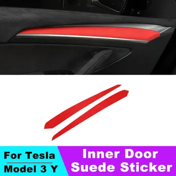 Велур Tesla Model 3, модел Y, ленти за вътрешна украса вратата панел, стикери за автомобили, аксесоари за оформяне на интериора