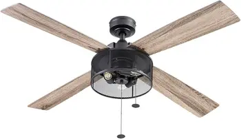 Вентилатор на тавана - 52-инчов вътрешен вентилатор с двойна стена и натяжными вериги - Led вентилатор на тавана със светлината - Промишлен стаен вентилатор с двойно покритие Bl