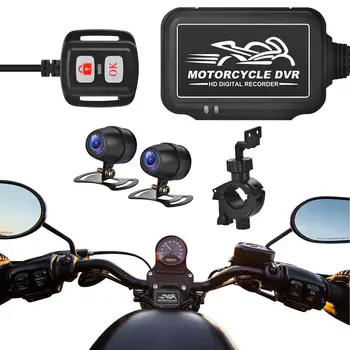 Видеорекордер мотоциклет, видеорекордер мотоциклет, универсална камера 150 градуса, широкоъгълен двоен 1080P Full HD, управление на мотоциклет