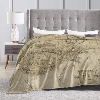 Винтажное флисовое одеяло, карта на средната земя, каре, мек пушистое спално бельо, лесно покривки за легла, шалтета за дивана, домашен декор