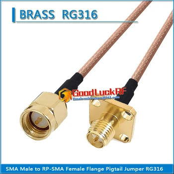 Висококачествен конектор SMA за свързване към RP-SMA RPSMA RP-SMA с 4 дупки, Фланцевая Скок с Косичкой RG316, удължител за кабел с ниски загуби