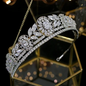 Висококачествена Диадема Сватбената Корона на Прическа е 3A Циркониевая Crystal Crown Женски шапки и Вечерна Короната За Бала на Церемонията