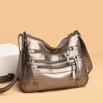 Висококачествени дамски чанти през рамо от мека кожа, многопластова класическа чанта през рамо, луксозна дизайнерска чанта и чанта