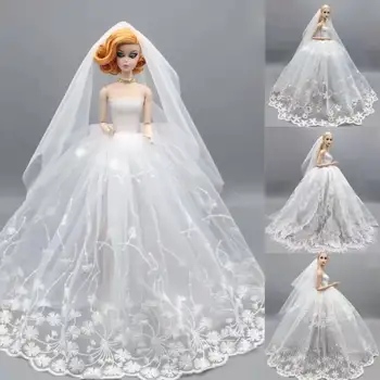 Висококачествено куклено рокля 1/6 BJD за Барби, екипировки, бяла булчинска рокля с цветен модел, рокля на принцеса, 30 см, аксесоари за кукли, играчки