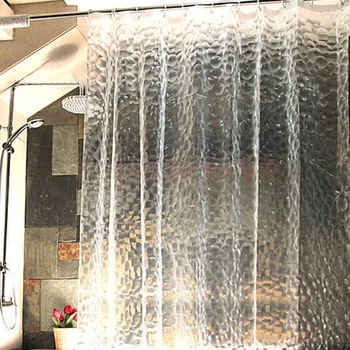 Водоустойчив 3D завеса за душ с 12 куки, прозрачна за декорация на дома, аксесоари за баня, 180x180 cm 180 x 200 см