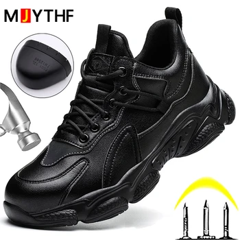 Водоустойчив мъжки защитни обувки, черни обувки със стоманени пръсти, работни обувки, неразрушаемая обувки, работни ботуши със защита от пробиви, защитни обувки
