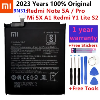 Въведете Mi Оригинална Батерия за телефон BN31 за Xiaomi Mi 5X Mi5X Redmi Note 5A/Pro Mi A1 Redmi Y1 Lite S2 3080 mah Батерия + Инструменти
