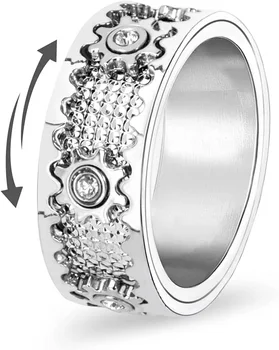Въртящ се механизъм, мъжки пръстени от неръждаема стомана, пръстен против безпокойство, стрес модни бижута и аксесоари