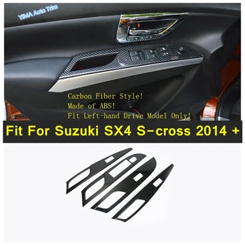 Вътрешната врата на колата, подлакътник, бутон за вдигане на стъклен прозорец, тампон на панел, подходящ за Suzuki SX4 S-cross 2014-2022 аксесоари от въглеродни влакна