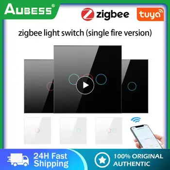 Гласово управление на Zigbee Smart Switch Не се изисква неутрален проводник на Hristo Glass Panel Timing 1/2/3 Gang Работи с Алекса Google Home